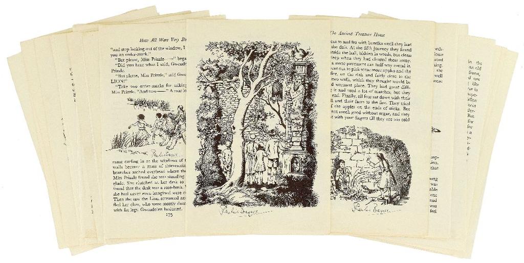 BLACKWELL S RARE BOOKS 19 (Lewis.) BAYNES (Pauline) Signed illustrated pages from Prince Caspian.