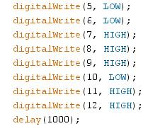 you must add digitalwrite statements before the