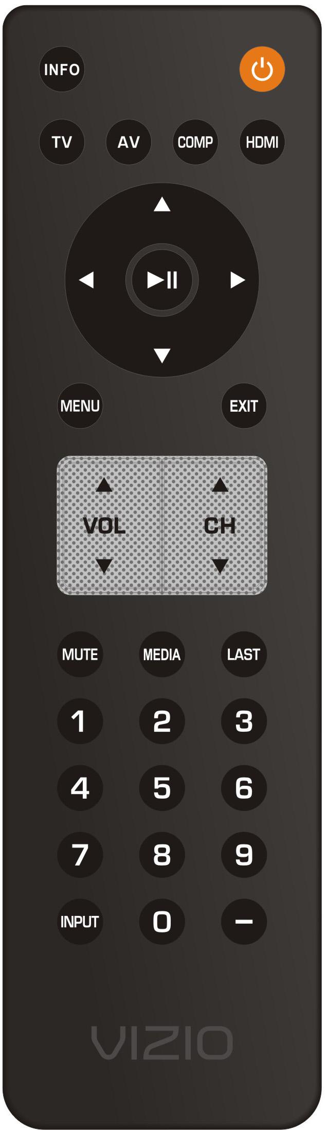 VIZIO Remote Control INFO This button displays program information. POWER ( ) Press this button to turn the TV on from the Standby mode. Press it again to return to the Standby mode.
