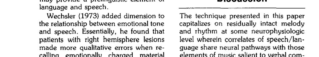 Wechsler (1973) added dimension to the relationship between emotional tone and speech.