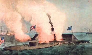 What were the names of the two ironclad ships which fought on