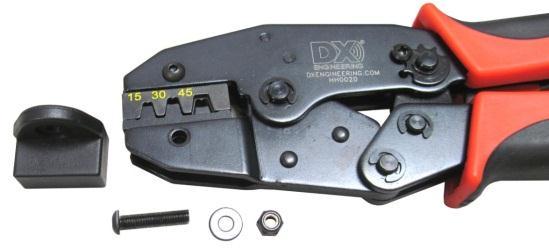 5 mm Allen Wrench, insert and tighten the Allen head screws to hold the die set in place as shown below.