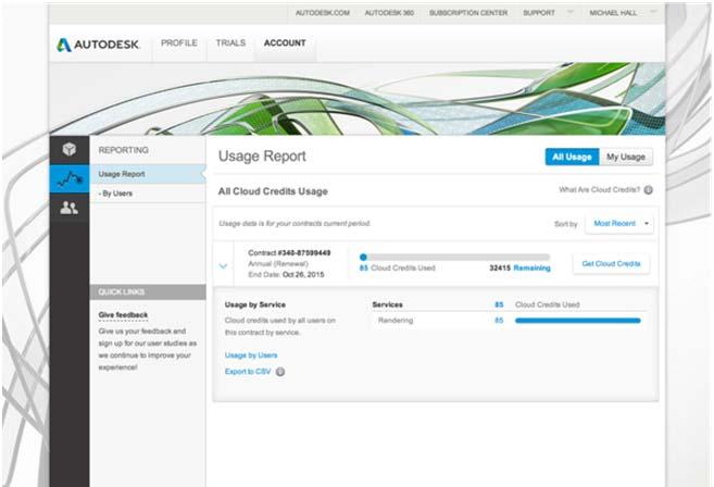Step 3: (Cloud services only): Track cloud credit usage To view your cloud credit usage, click the Reporting navigation in the left navigation.