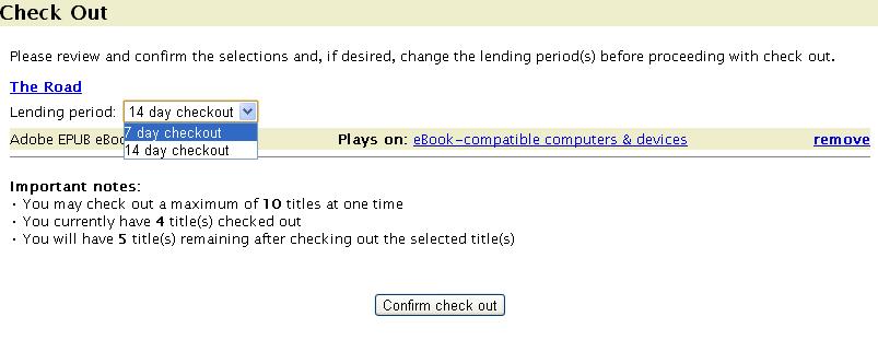 You can choose the loan period for your book: either 7 or 14 days.