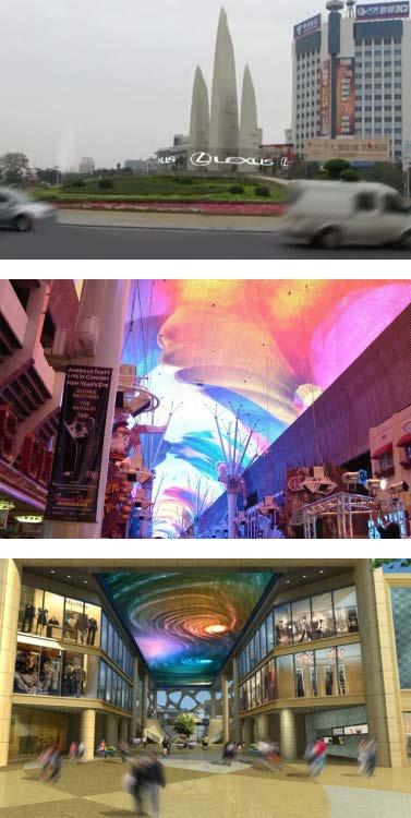 Applications of Adhesive LED Display Model of the product:p10*20 walls of building