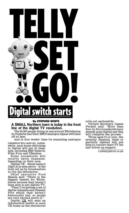 92 REPORT ON THE FIRST DIGITAL TV SWITCHOVER IN WHITEHAVEN /