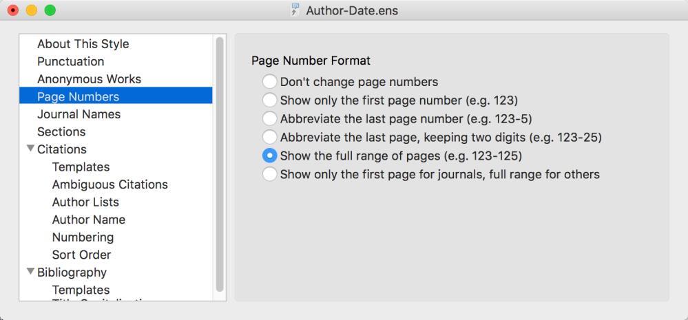 3.2.4 Page Numbers Different journals and style manuals have different requirements for how page numbers should be displayed in the bibliography.