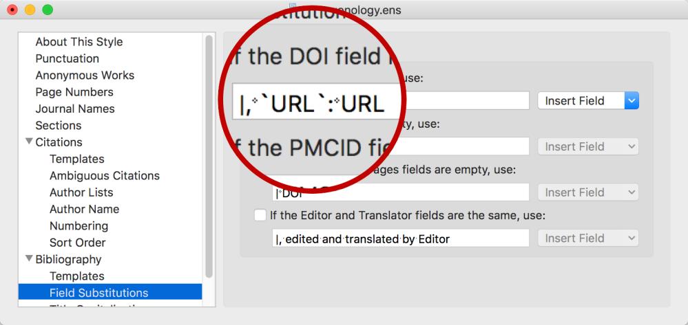 2. Use the Insert Field button to select fields and type spaces as needed. For example, our Journal Article example provided above shows the author, Grayhame, before everything else.