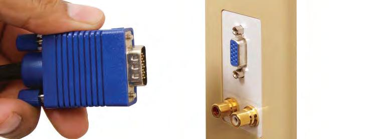 WORK AREA OUTLETS HDMI DÉCOREX INSERTS WITH 2 OPEN HIGH DENSITY PORTS Female to female gold plated coupler Supports high-defi nition video: 1080p, 3D and HDCP Package includes 2 blank modular inserts