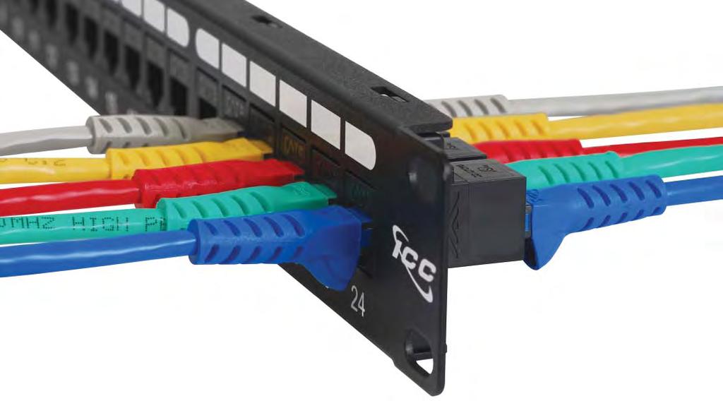 PATCH PANELS & CROSS-CONNECT FEED-THROUGH PATCH PANELS PATCH PANELS & CROSS-CONNECT 48-PORT HIGH DENSITY PATCH PANEL WITH CAT 6 AND CAT 5e FEED-THROUGH MODULAR COUPLERS Fits standard 19 EIA rack