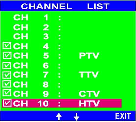The scanned channel will be marked with a check, which means this channel