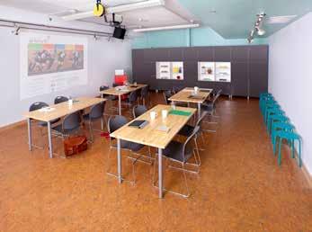 ArtStarts Lab Ideal for ideation sessions, workshops, lectures and presentations Features Whiteboard wall, mounted projector, speakers, sink,