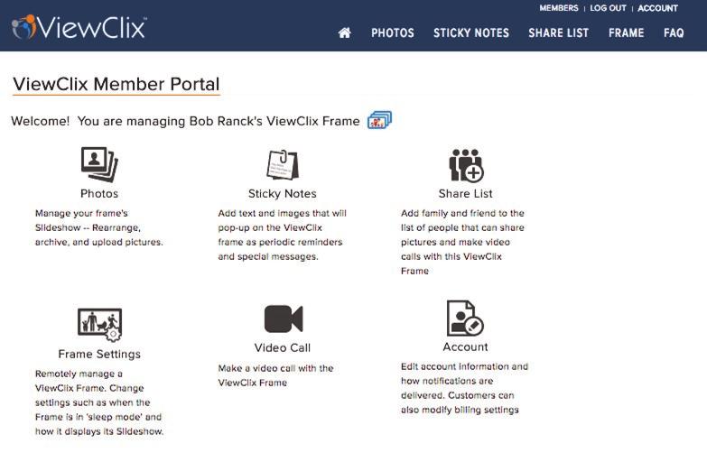 Enable family and friends to share with the ViewClix Smart Frame The ViewClix Cloud maintains a Share List for each ViewClix frame.