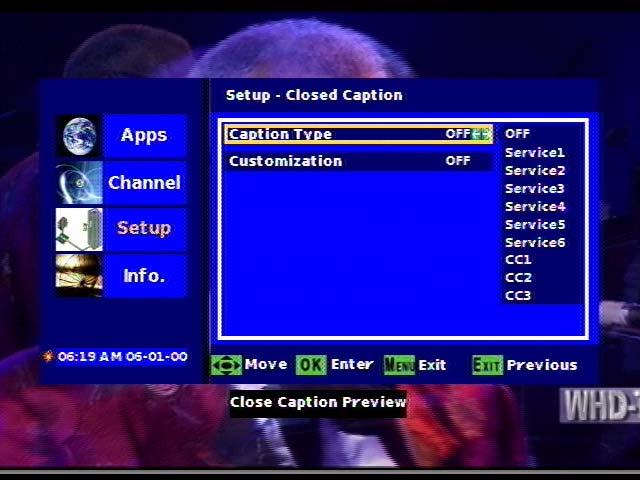 The Closed Caption [CC] is a data service which usually carries the spoken dialog in the current watching service in text format and which is usually in sync
