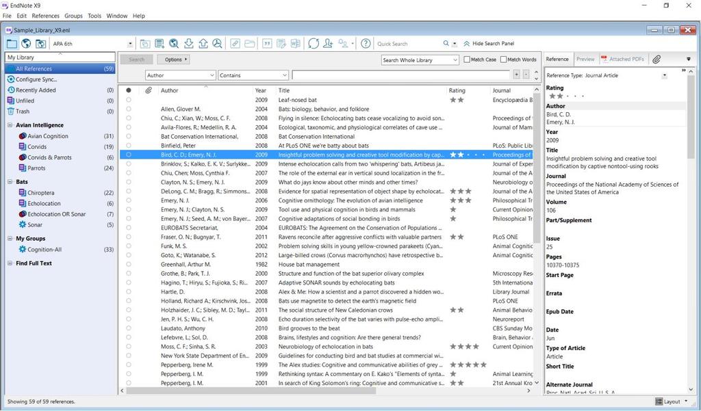 EndNote X9 Guided Tour: Windows Page 10 of 41 Now that the reference is selected, there are a number of things you can do with it,