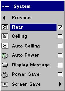 off Ceiling in Settings>System menu Correct image