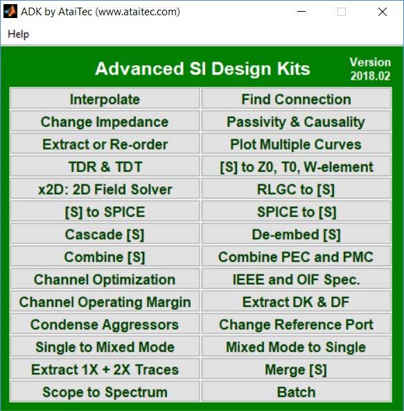 Advanced SI Design Kits (ADK) Many mobile-apps-like SI tools in one place Complex SI operations, from causality correction to eye diagrams,