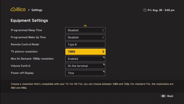 EQUIPMENT SETTINGS This section will help you configure your video and audio preferences so that you can get the most out of your HD TV and new Terminal. Go to your Terminal s preferences: 1.