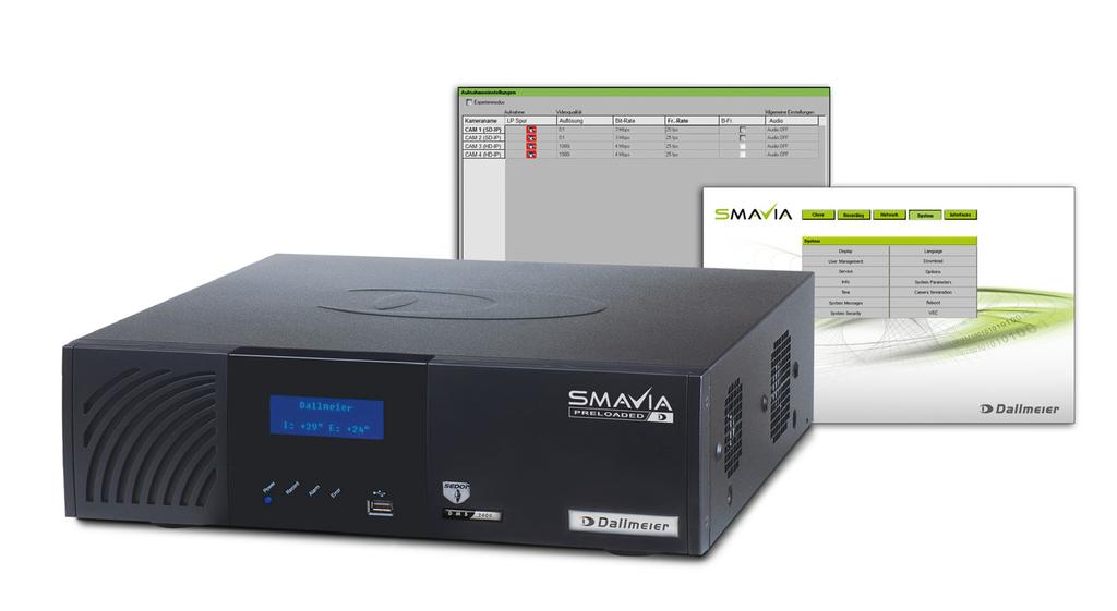 PRELOADED Panomera Recording Stand-alone Up to 24 IP Channels Open Platform The is a high-performance appliance with a processing capacity for up to 24 IP video channels.