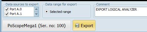 You can export the data selected in overview window to