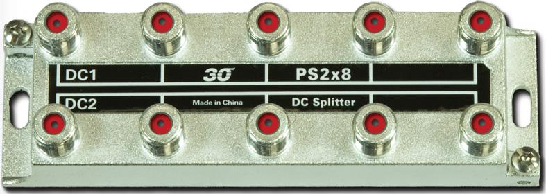 (8) COAX POWER SPLITTER 11 PS2X8 Dual 4-Way Splitter F-Connector for (2) Inputs F-Connector for (8) Outputs Parameter UNIT PS2X8 Input Connectors Each (2) F Female Input Current A 5 max 1 Outputs