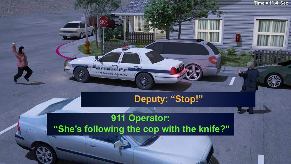 pursue the deputy with the knife starting near