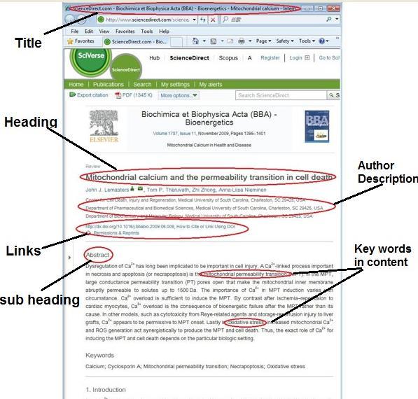 Give your article a strong presence Use strong key words in: Title Heading / sub-headings