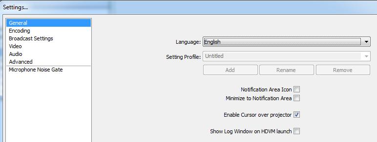 To create a new configuration profile, enter a name and click "Add" to create it. The new profile is created based on the current configuration.