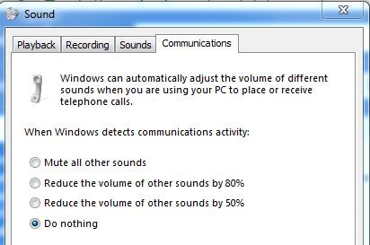 Auto-level compensation When installing AUDICOM-HDVMixer must disable a Windows feature that lowers the playback volume when talking via Skype (or similar VoIP).
