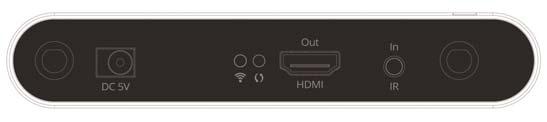 HDMI out: Connects to a local HDMI diaplay IR out: Plug the IR Blaster extension cable here Switch button Output channel indicator Reset button IR window Figure 3: Receiver (RX) - front side Output