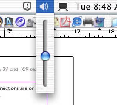 In order to adjust volume of an audio source on the computer, use the computer volume control.