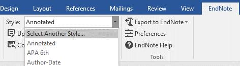 4. Cite While You Write (CWYW) in Microsoft Word 2016 If you want to use the more advanced features of EndNote you can opt to use the CWYW toolbar to insert citations and references directly into