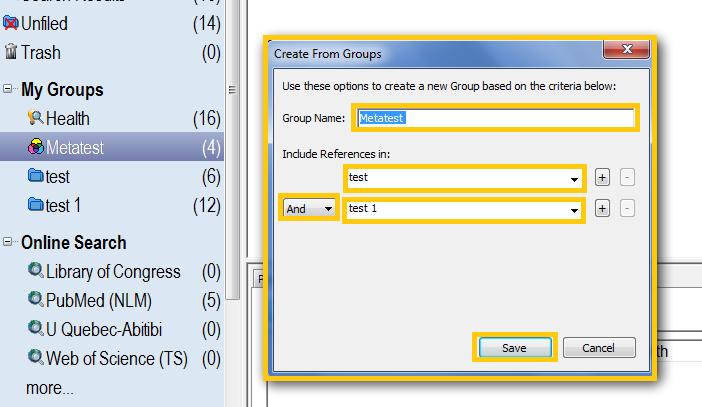 Manage references : create from groups To