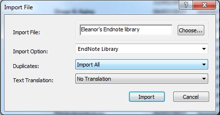 11. Merging libraries To merge two Endnote libraries together: Open the library you want to copy or merge documents into. Select File Import File.
