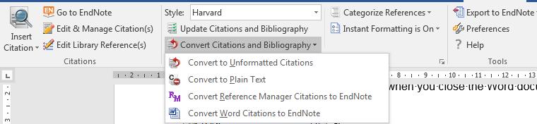 12. Move text with citations To move text around within a Word document it is possible to cut and paste as usual.