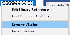 Click on Edit and Manage Citations Click on Edit Reference Remove Citation Click OK.