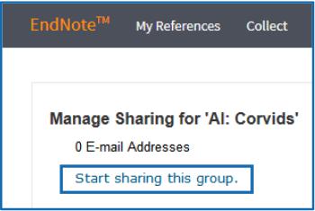 - Click the Manage Sharing button for your shared group to begin sharing it