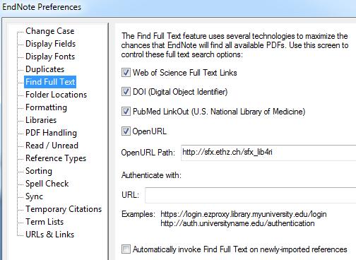 Find & Attach Fulltext PDFs Double-check EN s <Find Full Text> settings via Edit >