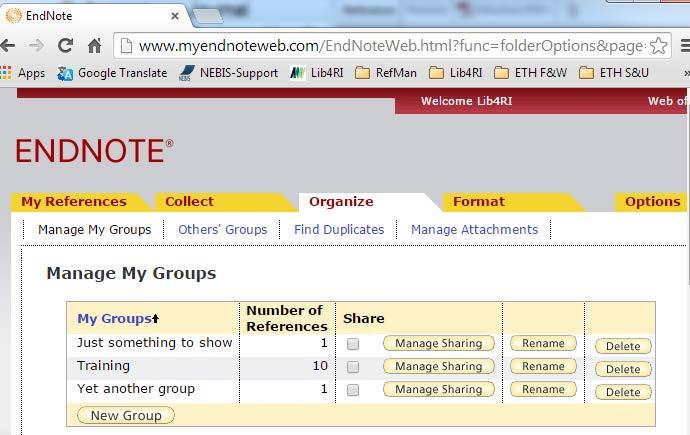 Share & Sync Using an EN Online Account From within EN Online, you can share specific groups (no attachments) with an unlimited number of colleagues that also have an EN Online account.