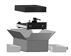 Carefully lift up on the sides of the turntable and remove it from the turntable inner carton. 4. Open the turntable platter/accessory carton and remove the the turntable platter.
