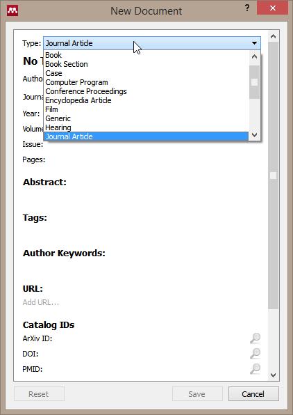 4. Manual entry Select the relevant document type Key in the details of the item: title, author & year