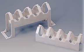 The trough is available with legs (110A3 Trough) for use with the 110A Wiring Block or without legs (110B3 Trough) for use with the 110D Wiring Block or Patch Panel Terminal Block.