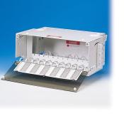 LST1U-072/7 and LST1U-144/9 Termination Shelf Inside the cabinet, there is a hinged panel mounting bracket which can accept up to twelve 6-way coupling panels.