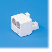 ADAPTERS Copper RJ45 Splitters Connectivity The 400E Splitter has one 8-pin RJ45 modular plug wired to two 6-position, 4-pin RJ11 modular jacks.
