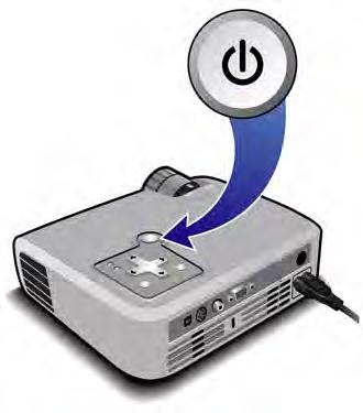 Turning the projector on 1. Be sure the power cord is connected and the lens cover is removed. 2. Press the power button on the projector or on the remote control.