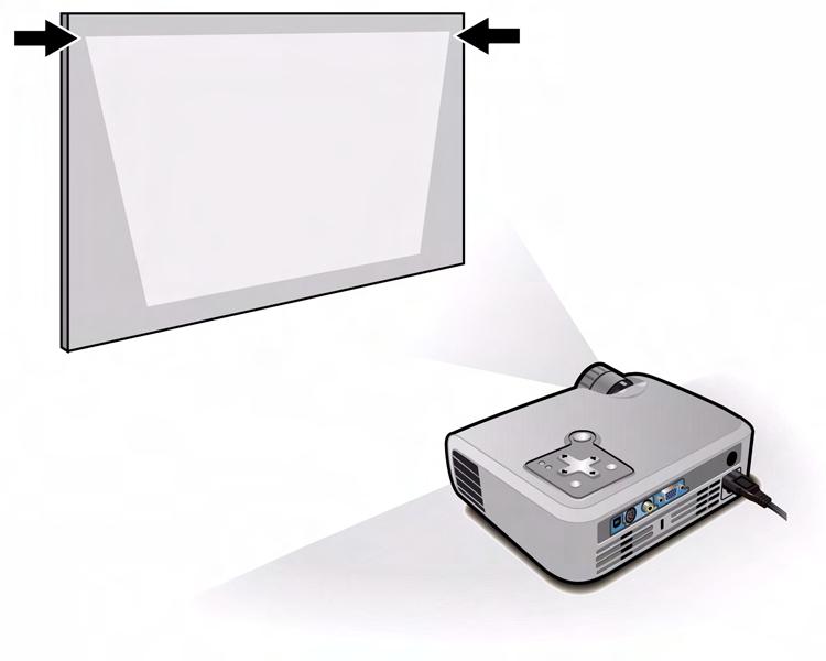 Adjusting a slanted picture If the projector is tilted up or down, the sides of the picture on the screen might slant in or out, even though the top and bottom are level.