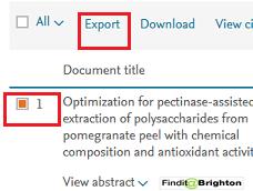 Importing references from Web of Science (WoS) Run a search within the database and select your reference(s) by clicking in the check box.