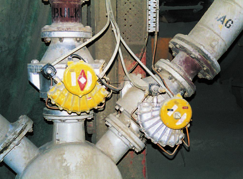 four Dome Valve Succeeds Where Others Fail at Lafarge At Lafarge s Westbury Works in the UK, a complex arrangement of diverter valves is used to route highly abrasive cement powder to any of 10
