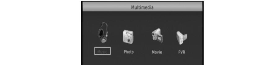 Multimedia Menu: Select the desired media type to start file navigation Multimedia file list Multimedia file playback settings