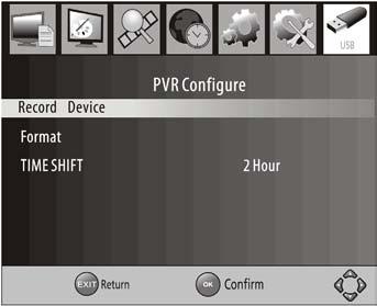 6. Personal Video Recording (PVR) Operation 6.1 PVR configure This menu allows the setting of recording preferences.